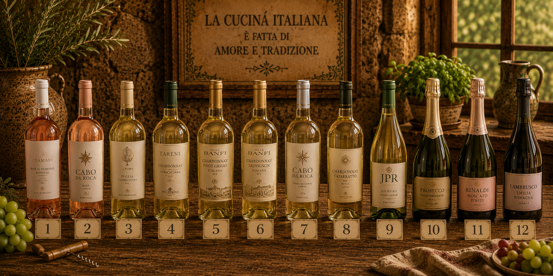 Vinhos e bebidas espirituosas selecionados