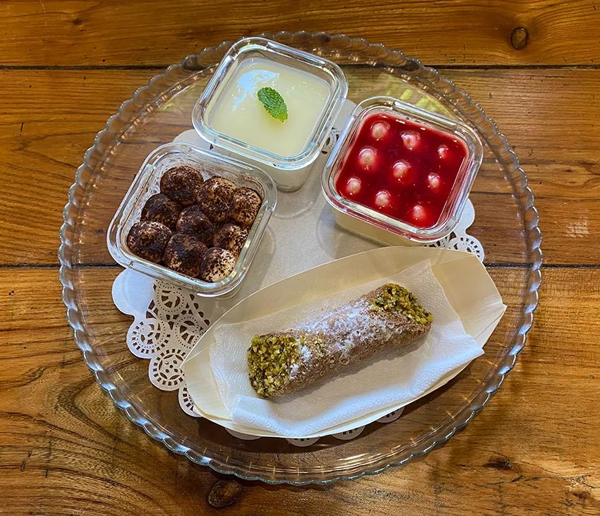 Aqafarina Italian dessert selection